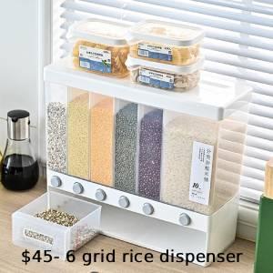 6 grid rice dispenser with multiple compartments for dry food storage by AmvanaShop