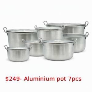 7-piece aluminium pot set, lightweight cooking pots for everyday kitchen use