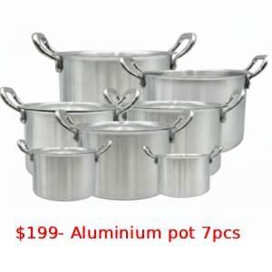 7-piece aluminium pot set, lightweight cooking pots for everyday kitchen use
